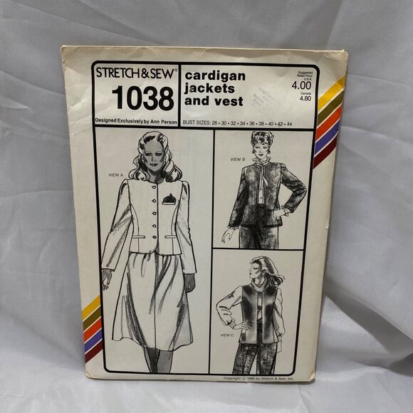 1982 Stretch and Sew Cardigan Jackets And Vests Design Patterns by Ann Person - Picture 2 of 9